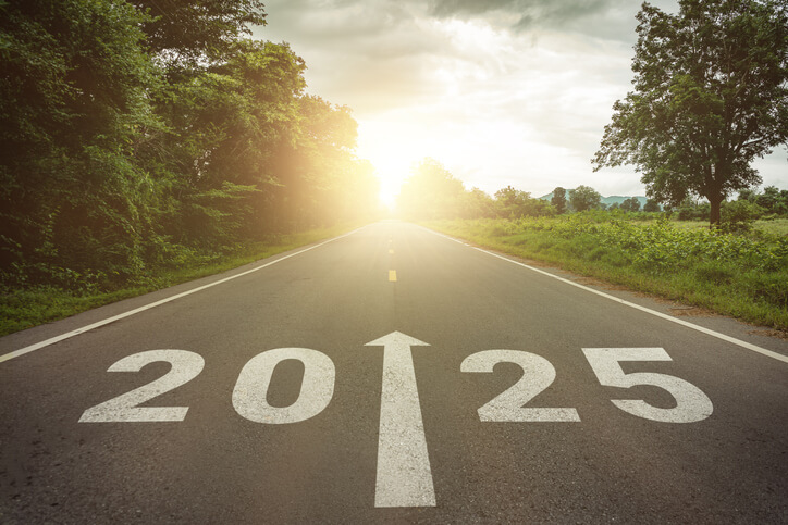 A concept: 2025 painted onto a road
