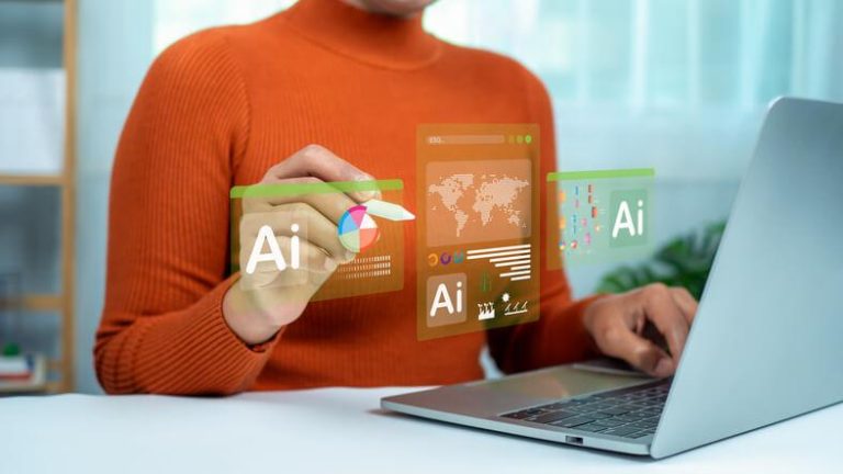 A digital marketer using AI tools for social media analytics