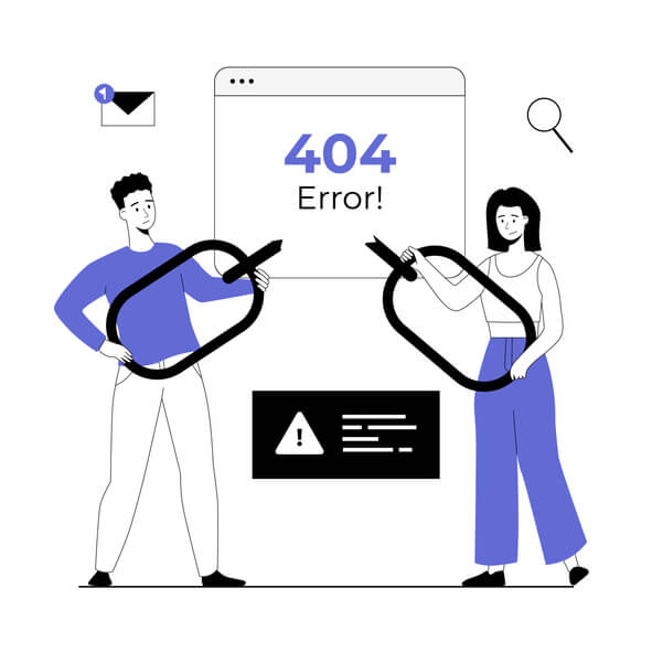 A concept of fixing a broken web link to resolve a 404 error