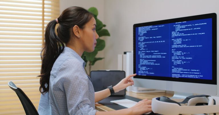 A student in a cybersecurity training program in BC learning to protect digital systems