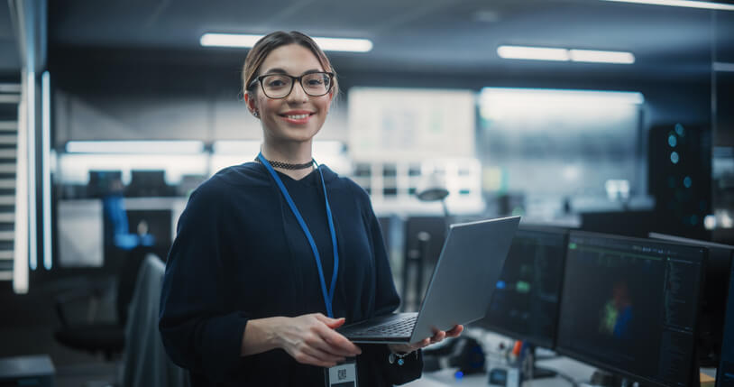 A cybersecurity progarm graduate using encryption tools and network monitoring software.