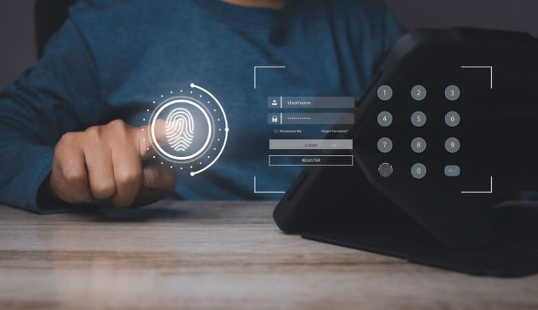 A user logging in using passkeys instead of passwords for secure authentication