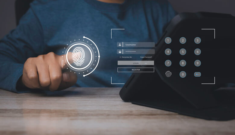 A user logging in using passkeys instead of passwords for secure authentication