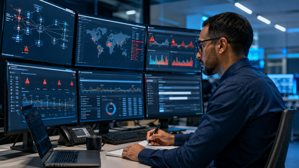 Analyste en cybersécurité surveillant des alertes dans le cadre d’un processus d’incident response.