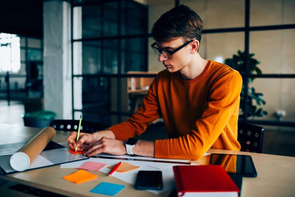 A student learning how to write a creative brief for a digital campaign