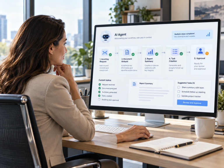 Gestionnaire utilisant un agent IA pour automatiser plusieurs étapes d’un processus d’affaires
