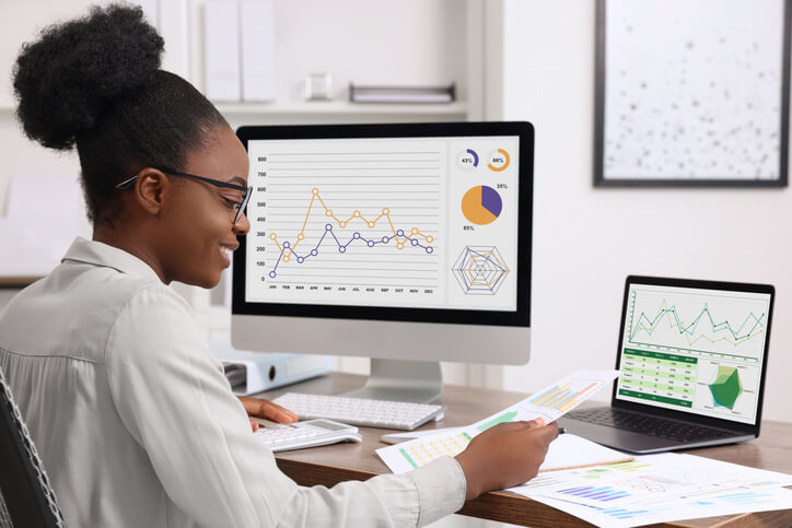 A student developing data analyst skills using business data