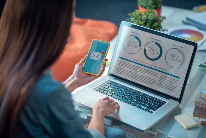 A digital marketing student reviewing email deliverability campaign metrics